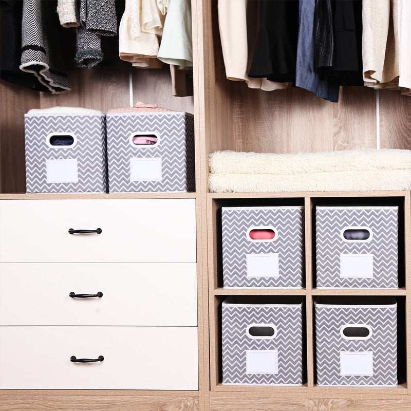 MAX Houser Fabric Cloth Storage Bins,Foldable Storage Cubes Organizer Baskets with Dual Handles for Home Bedroom Storage,Set of 6 (Grey) - Image 5
